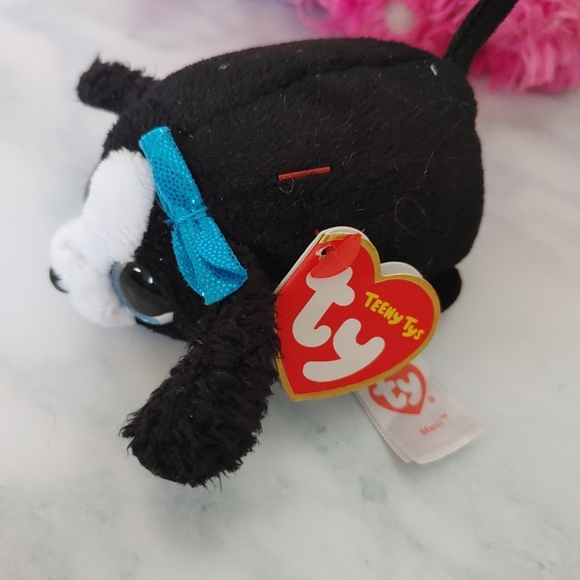 Ty beanie baby| Patsy / Roxie /& Marci pink raccoon & poodle & black teeny Dog - Picture 9 of 10